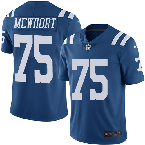 Men's Elite Jack Mewhort Nike Jersey Royal Blue - #75 Rush NFL Indianapolis Colts